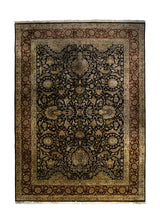 Oriental Rug Indian Handmade Area Transitional 8'10"x12'2" (9x12) Black Red Yellow/Gold Tea Washed Floral Design #A33447