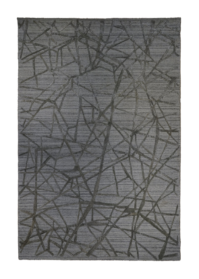 Oriental Rug Indian Handmade Area Modern Neutral 6'0"x9'0" (6x9) Gray Crackle Design #A33450