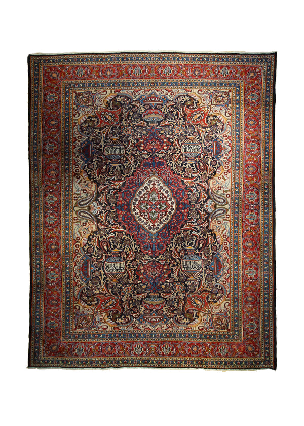 Persian Rug Moud Handmade Area Traditional 9'9"x12'3" (10x12) Blue Red Floral Design #A33458