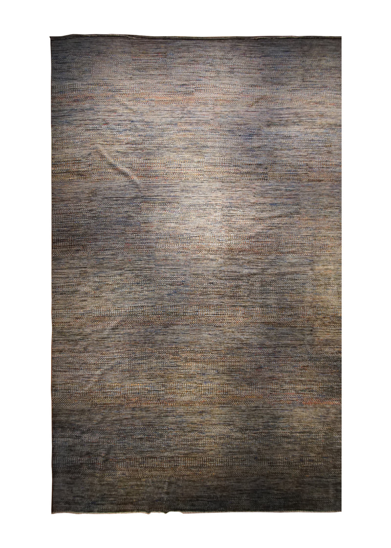 Oriental Rug Indian Handmade Area Modern 16'2"x24'1" (16x24) Multi-color Brown Stripes Design #A33461