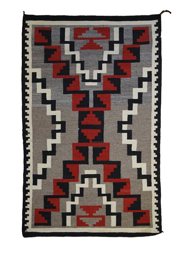 A33501 Oriental Rug Native American Navajo Handmade Area Antique 2'9'' x 4'6'' -3x5- Gray Black Red Storm Geometric Design