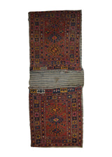 Persian Rug Azerbaijan Handmade Saddle Tribal 1'10"x4'10" (2x5) Red Blue Saddle Bag Geometric Design #A33505