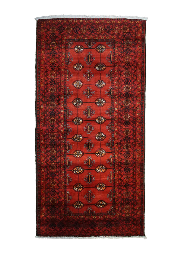 Persian Rug Baloch Handmade Area Tribal 4'0"x7'11" (4x8) Red Geometric Elephant Foot Bokhara Design #A33510