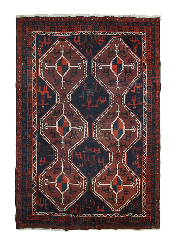 Persian Rug Baloch Handmade Area Tribal 4'9"x7'5" (5x7) Blue Red Geometric Design #A33514