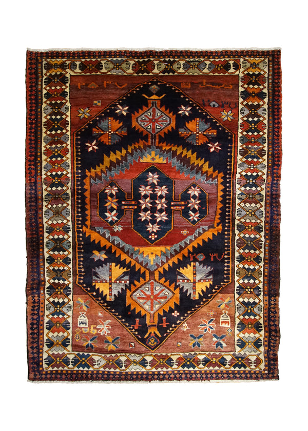 Persian Rug Bakhtiari Handmade Area Tribal 5'7"x7'7" (6x8) Red Geometric Design #A33516