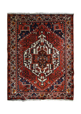 Persian Rug Bakhtiari Handmade Area Tribal 5'0"x6'4" (5x6) Red Geometric Design #A33519