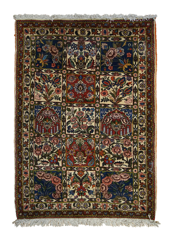Persian Rug Bakhtiari Handmade Area Tribal 3'5"x4'11" (3x5) Multi-color Red Blue Garden Design #A33520