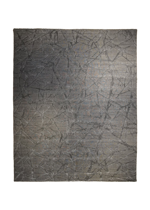 Oriental Rug Indian Handmade Area Modern Neutral 8'0"x10'0" (8x10) Gray Crackle Design #A33539