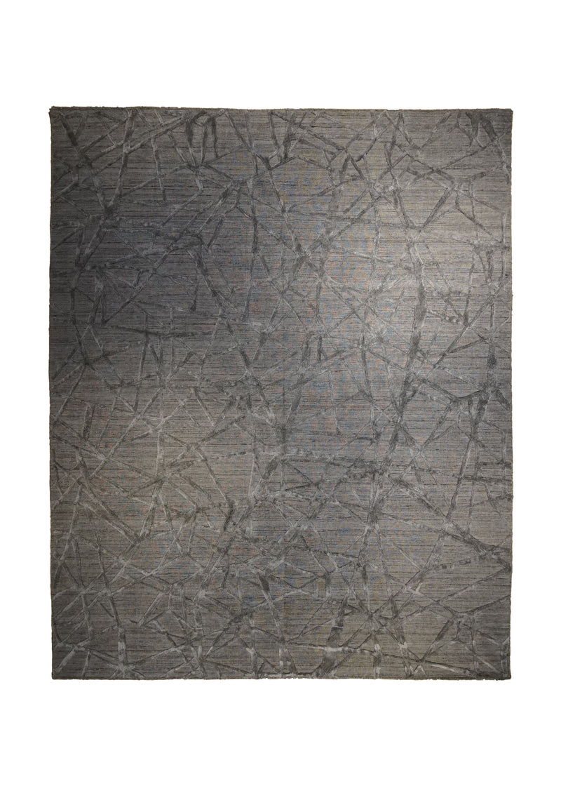 Oriental Rug Indian Handmade Area Modern Neutral 8'0"x10'0" (8x10) Gray Crackle Design #A33539