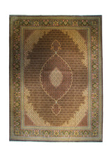 Persian Rug Tabriz Handmade Area Traditional 10'0"x13'5" (10x13) Blue Pink Green Mahi Fish Design #A33602