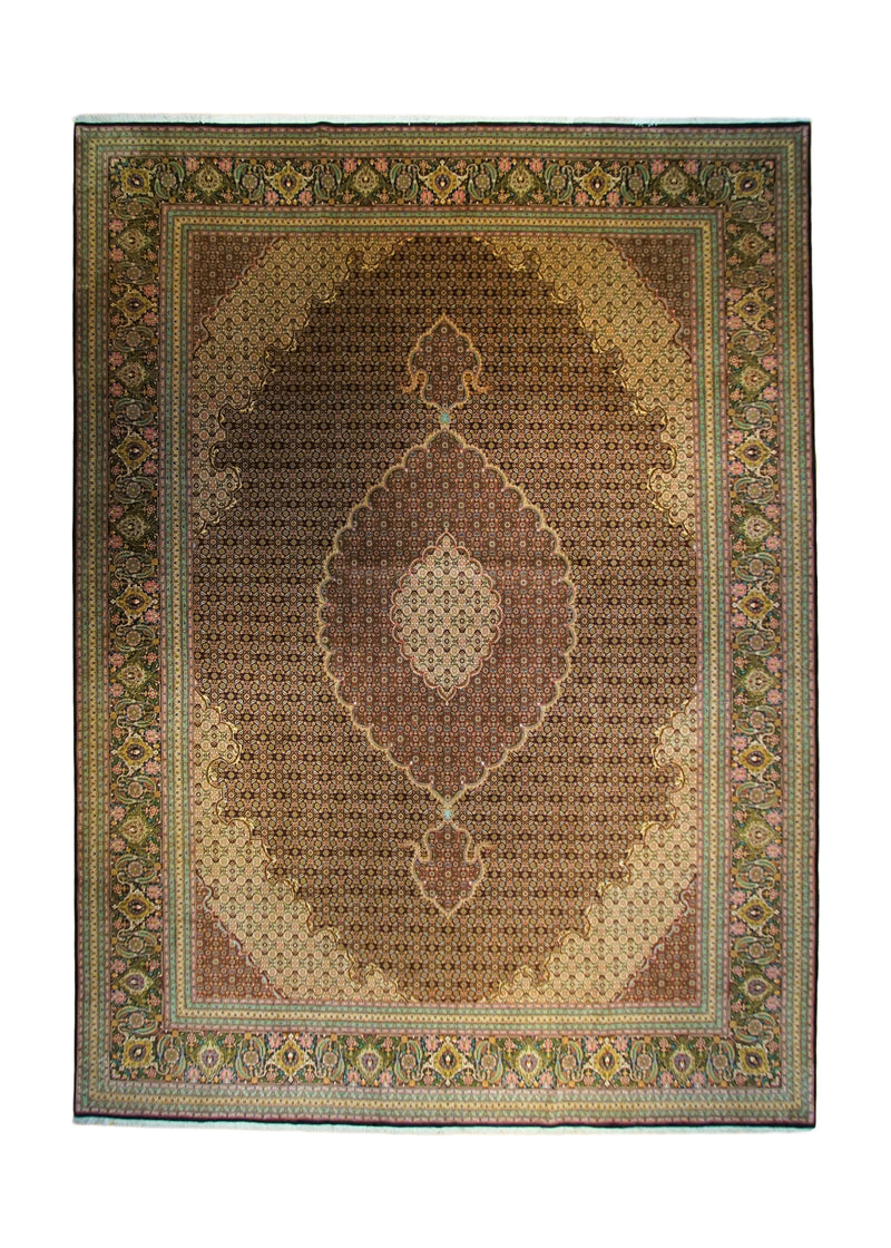 Persian Rug Tabriz Handmade Area Traditional 10'0"x13'5" (10x13) Blue Pink Green Mahi Fish Design #A33602