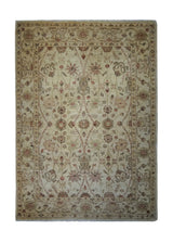 Oriental Rug Pakistani Handmade Area Transitional Neutral 3'3"x4'8" (3x5) Whites/Beige Antique Washed Oushak Floral Design #A33603