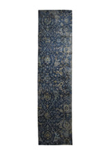 Oriental Rug Indian Handmade Runner Transitional Modern 2'6"x9'10" (3x10) Blue Gray Floral Erased Abstract Design #A33618