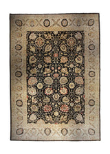 Oriental Rug Pakistani Handmade Area Transitional 13'2"x17'10" (13x18) Black Whites/Beige Yellow/Gold Antique Washed Oushak Floral Design #A33629