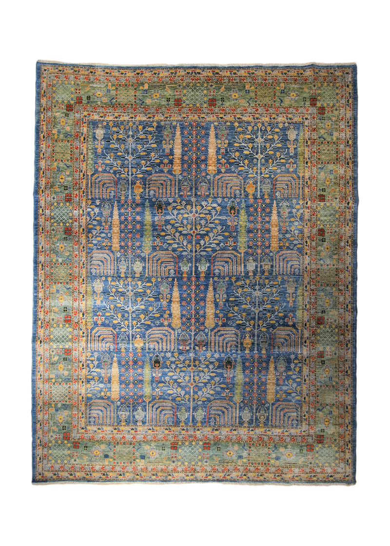 Oriental Rug Pakistani Handmade Area Transitional Tribal 8'0"x10'0" (8x10) Blue Green Ariana Geometric Bakhshayesh Design #A33639