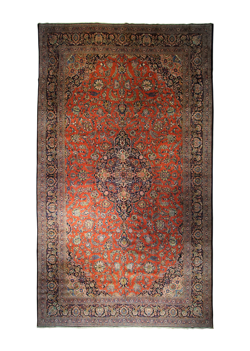 Persian Rug Kashan Handmade Area Traditional Antique 10'3"x17'6" (10x18) Red Toranj Mehrab Floral Design #A33656