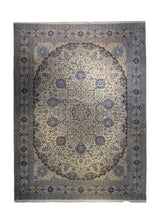 Persian Rug Nain Handmade Area Traditional 10'11"x14'7" (11x15) Whites/Beige Blue Habibian Family Floral Design #A33671