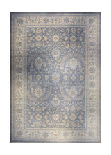 Oriental Rug Pakistani Handmade Area Transitional Neutral 12'4"x18'1" (12x18) Gray Whites/Beige Blue Oushak Floral Oushak Design #A33676