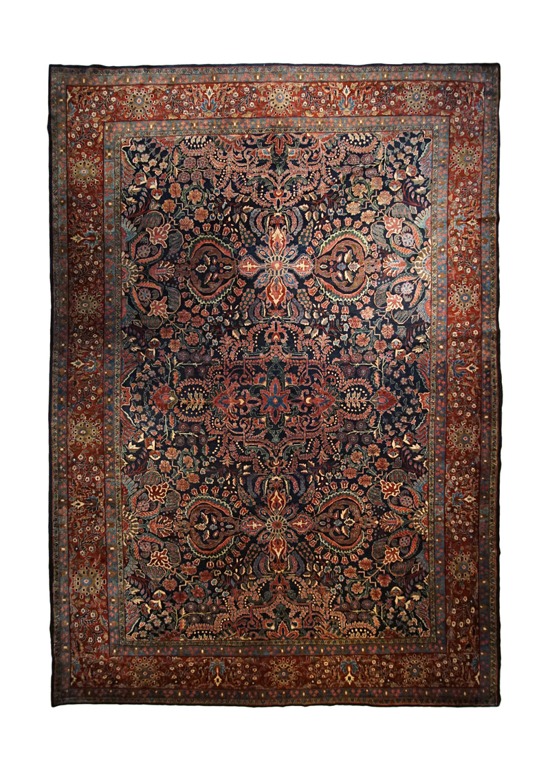 Persian Rug Sultanabad Handmade Area Tribal Antique 10'5"x14'2" (10x14) Blue Red Floral Design #A33702