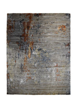 Oriental Rug Indian Handmade Area Modern 8'1"x9'10" (8x10) Orange Multi-color Gray Splatter Abstract Design #A33715