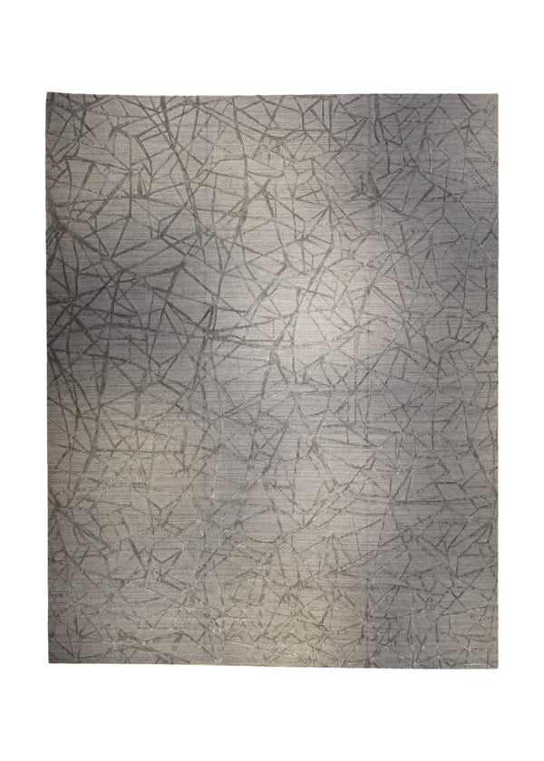 Oriental Rug Indian Handmade Area Modern Neutral 12'0"x15'0" (12x15) Gray Crackle Design #A33720
