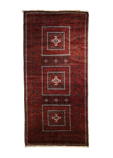 Persian Rug Baloch Handmade Area Tribal 4'1"x8'4" (4x8) Red Geometric Design #A33724