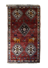 Persian Rug Ghashghaei Handmade Area Tribal 3'4"x5'9" (3x6) Red Geometric Animals Design #A33730
