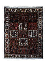 Persian Rug Bakhtiari Handmade Area Tribal 3'5"x4'6" (3x5) Red Whites/Beige Garden Design #A33734