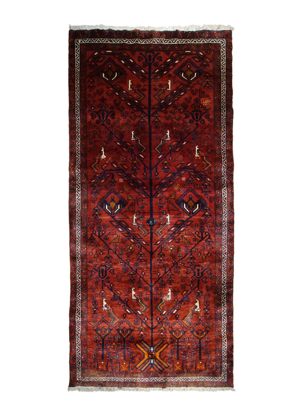 Persian Rug Baloch Handmade Area Tribal 4'5"x9'5" (4x9) Red Tree of Life Geometric Design #A33742