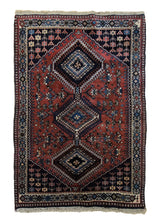 Persian Rug Yalameh Handmade Area Tribal 3'4"x4'10" (3x5) Red Geometric Design #A33746