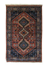 Persian Rug Yalameh Handmade Area Tribal 3'4"x5'4" (3x5) Red Blue Geometric Design #A33747