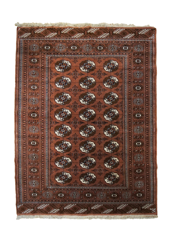Oriental Rug Turkmen Handmade Area Tribal 4'7"x6'1" (5x6) Red Elephant Foot Geometric Bokhara Design #A33748