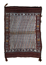 Persian Rug Baloch Handmade Saddle Tribal 3'2"x4'2" (3x4) Whites/Beige Red Saddle Bag Geometric Design #A33754