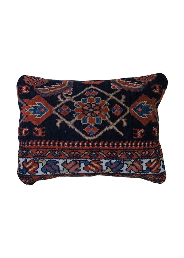 Persian Rug Mahal Handmade Pillow Tribal 1'1"x1'6" (1x2) Blue Red Floral Herati Design #A33770