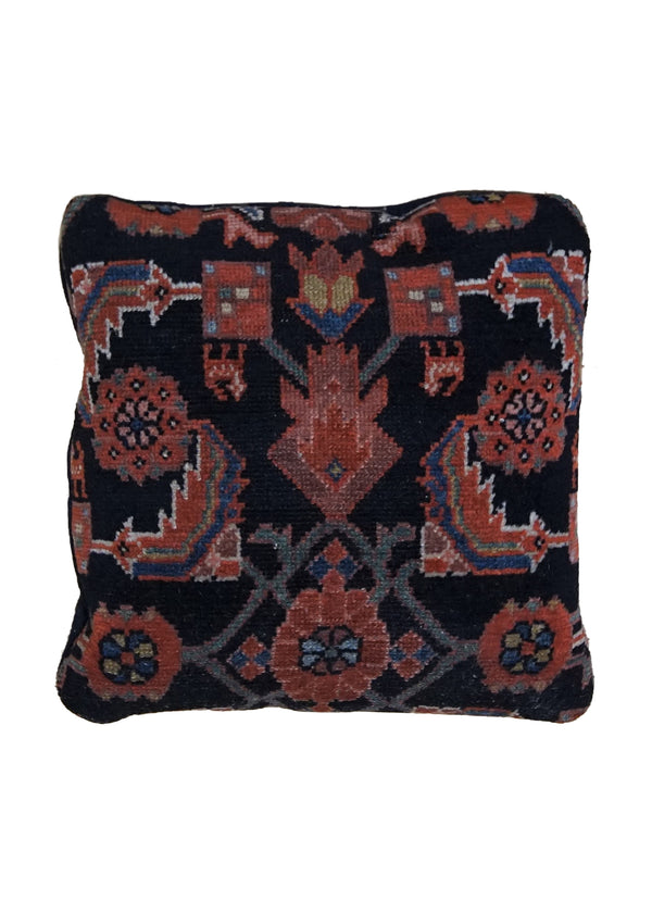 Persian Rug Mahal Handmade Pillow Tribal 1'3"x1'3" (1x1) Blue Red Floral Herati Design #A33771