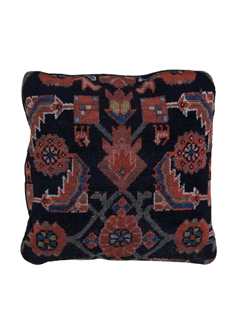 Persian Rug Mahal Handmade Pillow Tribal 1'3"x1'3" (1x1) Blue Red Floral Herati Design #A33771
