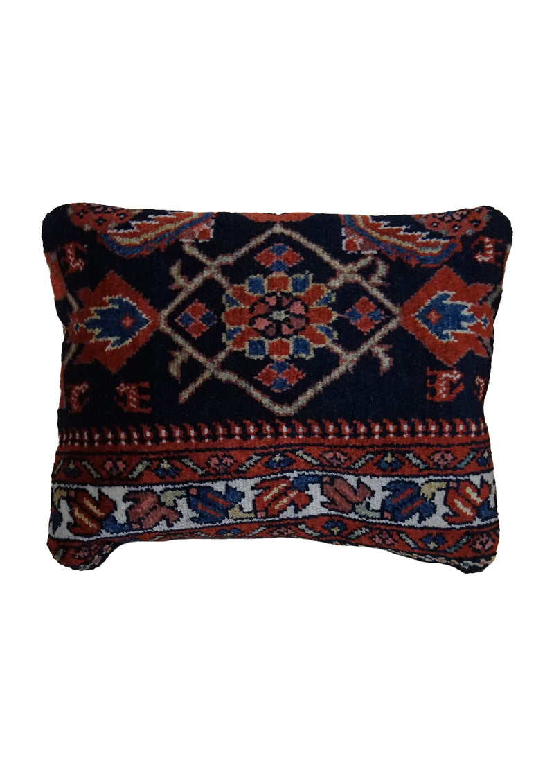 Persian Rug Mahal Handmade Pillow Tribal 1'3"x1'3" (1x1) Blue Red Floral Herati Design #A33772