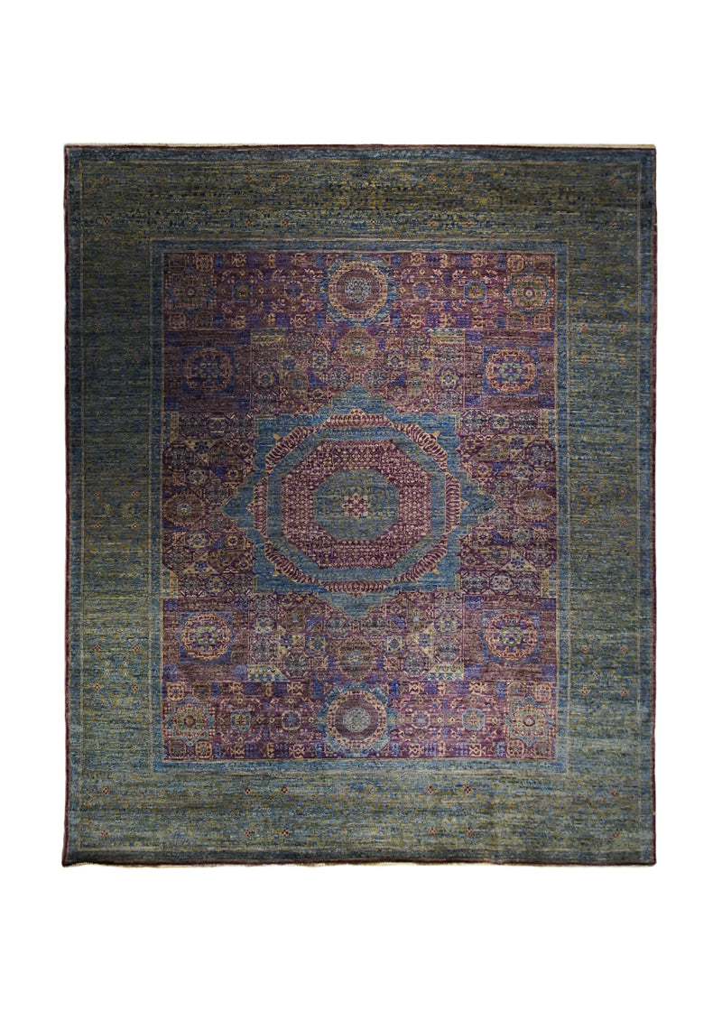 Oriental Rug Pakistani Handmade Area Transitional Tribal 8'1"x9'9" (8x10) Purple Mamluk Geometric Design #A33798