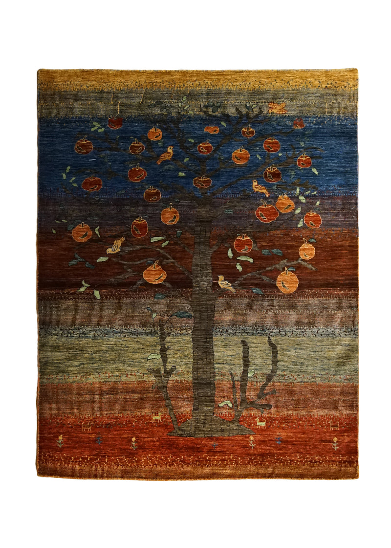 Oriental Rug Pakistani Handmade Area Transitional 5'2"x6'10" (5x7) Red Blue Gabbeh Tree of Life Animals Design #A33829