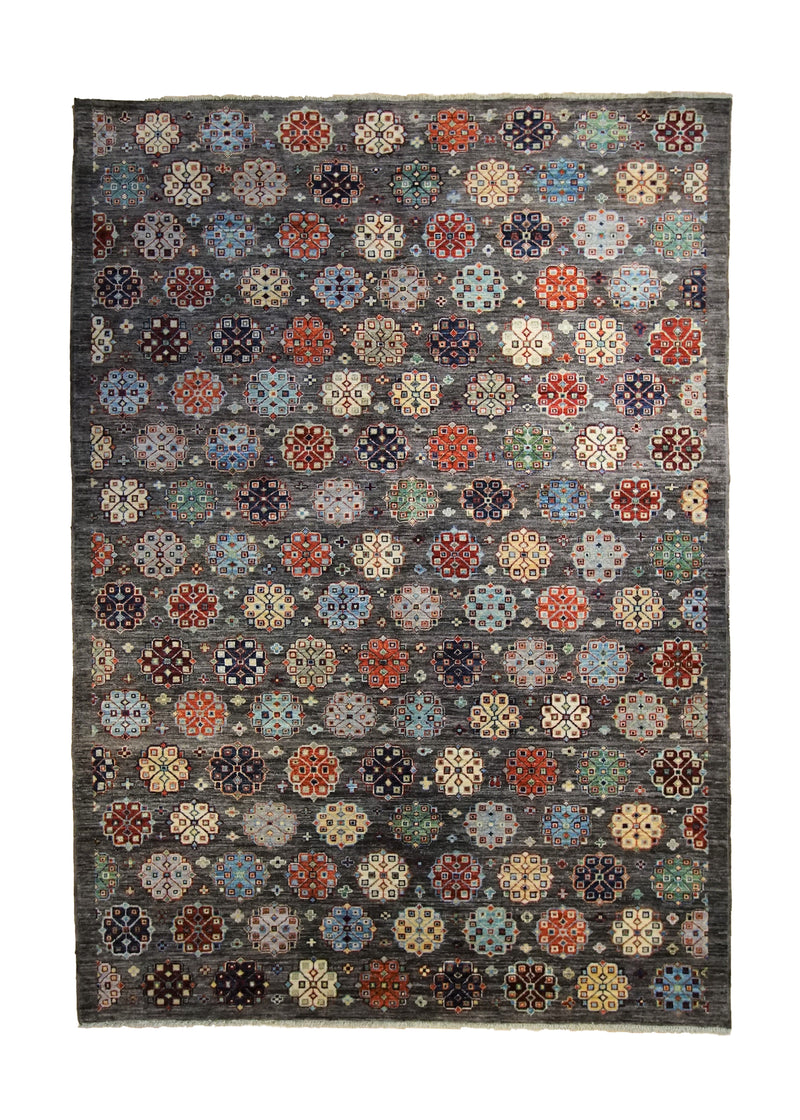 Oriental Rug Pakistani Handmade Area Transitional 6'1"x8'9" (6x9) Brown Blue Gray Ariana Floral Design #A33835