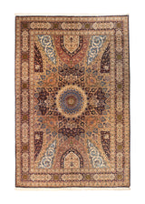 Persian Rug Tabriz Handmade Area Traditional 6'7"x10'1" (7x10) Whites/Beige Blue Gonbad Dome Design #A33869