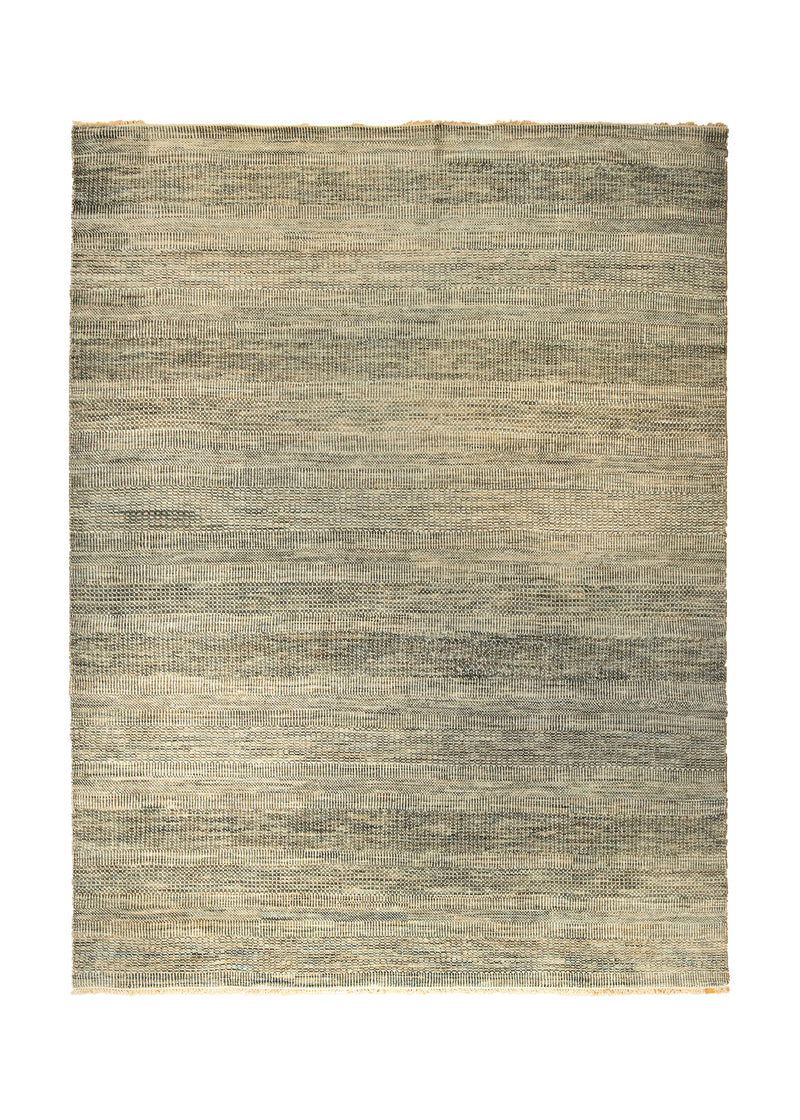 Oriental Rug Indian Handmade Area Modern 8'6"x11'6" (9x12) Blue Whites/Beige Grass Stripes Design #A33881