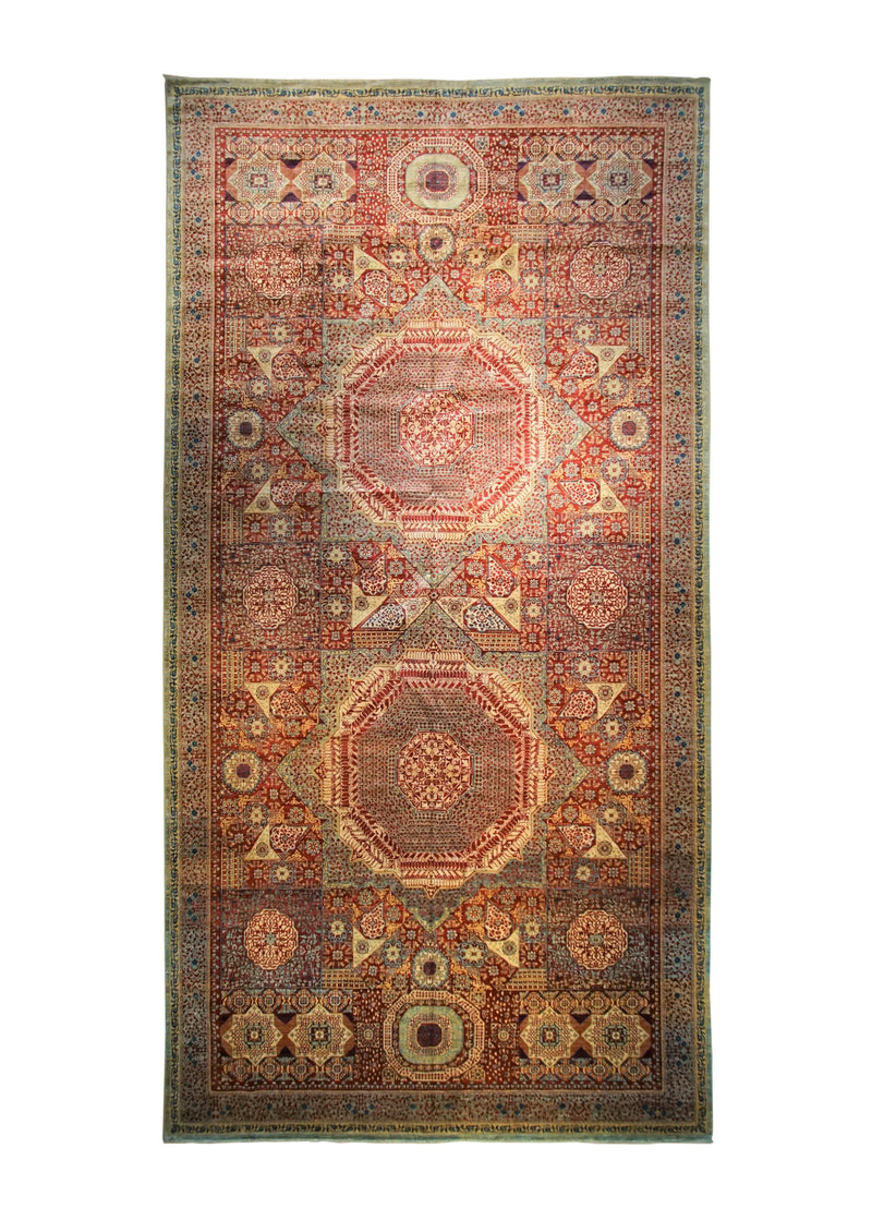 Oriental Rug Pakistani Handmade Area Transitional 9'7"x18'3" (10x18) Red Mamluk Nooristan Design #A33896