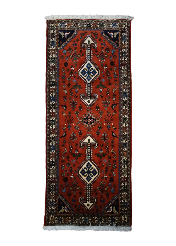 Persian Rug Abadeh Handmade Runner Tribal 2'8"x6'6" (3x7) Red Geometric Animals Design #A33931