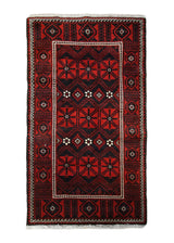 Persian Rug Baloch Handmade Area Tribal 4'2"x7'6" (4x8) Black Red Geometric Design #A33933
