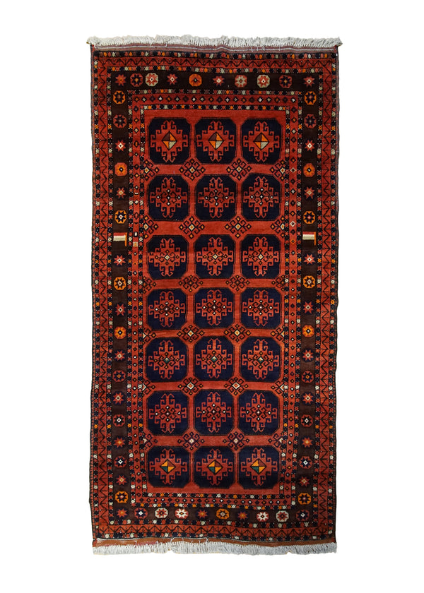 Persian Rug Baloch Handmade Area Tribal 4'10"x8'10" (5x9) Red Blue Geometric Design #A33935