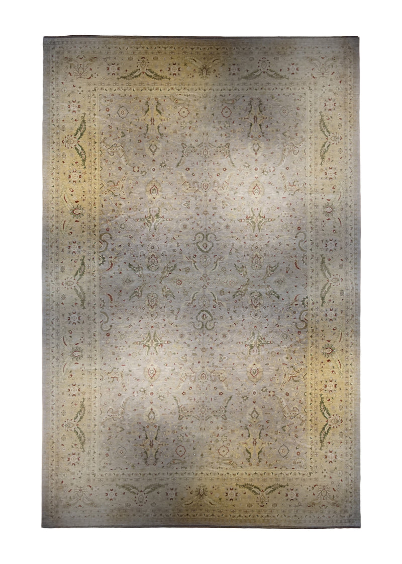 Oriental Rug Pakistani Handmade Area Transitional Neutral 15'11"x23'10" (16x24) Whites/Beige Yellow/Gold Antique Washed Oushak Floral Design #A33960