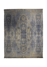 A33984 Oriental Rug Indian Handmade Area Modern 8'1'' x 10'2'' -8x10- Gray Yellow Gold Abstract Design