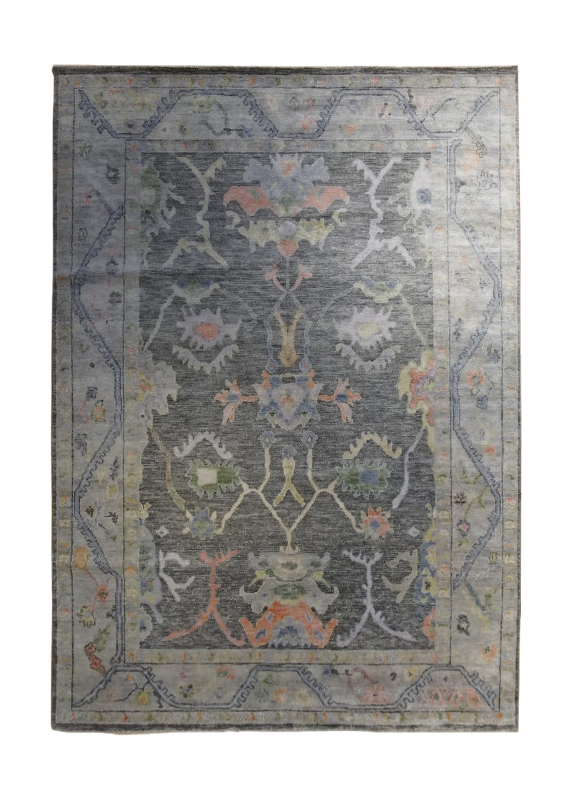 Oriental Rug Indian Handmade Area Transitional 6'0"x9'0" (6x9) Gray Floral Oushak Design #A34047