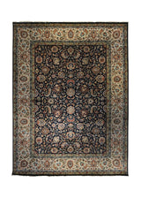 Oriental Rug Indian Handmade Area Traditional 9'1"x12'3" (9x12) Black Whites/Beige Floral Design #A34052